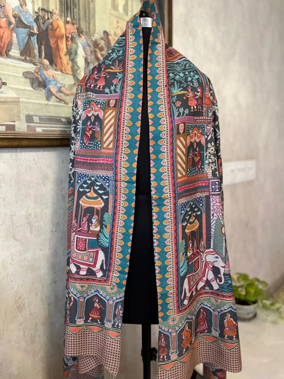 Fine Wool Shawl - Kalamkari Embroidery